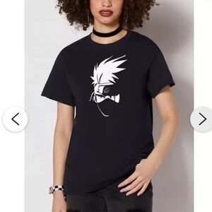 Naruto Shippuden Silhouette Tee Top T-shirt Black White Medium